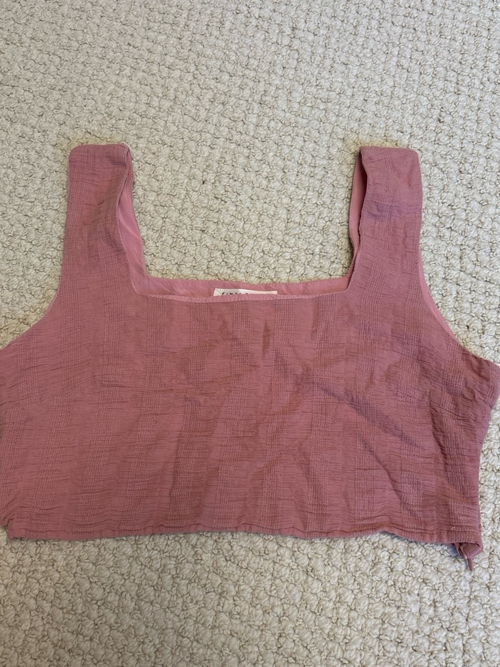 Final Touch Mauve Textured Square-Neck Crop Top